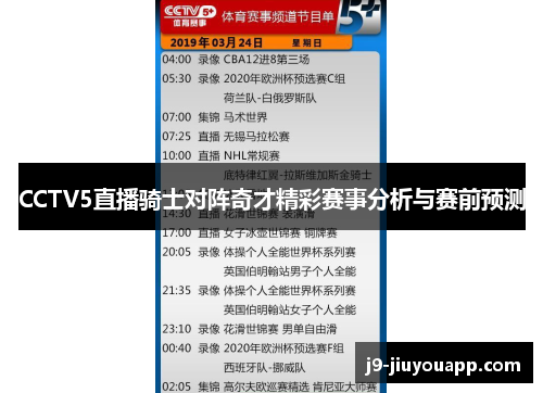 CCTV5直播骑士对阵奇才精彩赛事分析与赛前预测